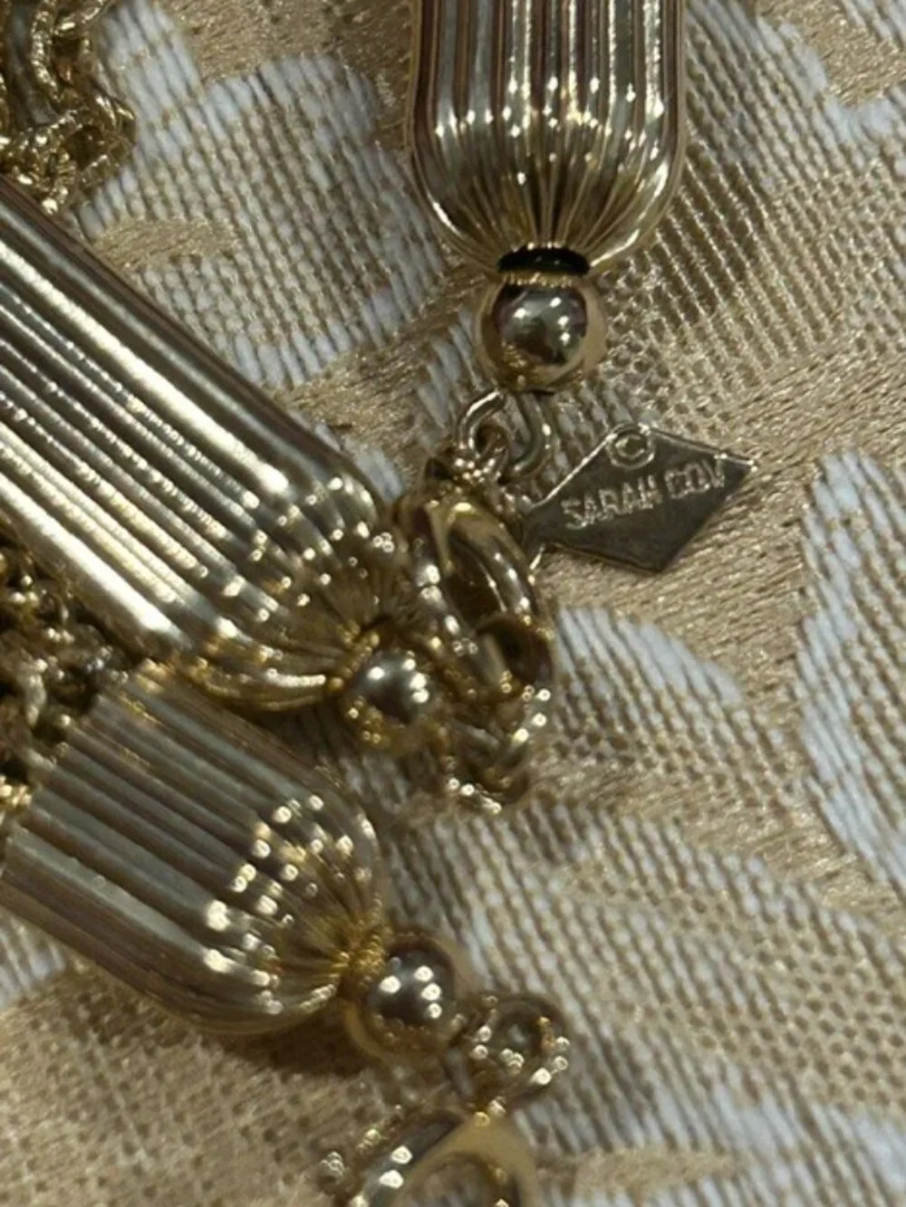SARAH COVENTRY Multi-Strand Gold Tassel Necklace Bracelet SET